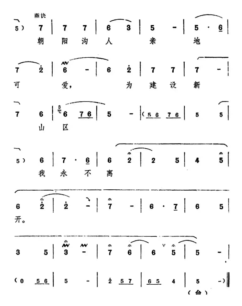 舞台版《朝阳沟》主旋律乐谱之第九场