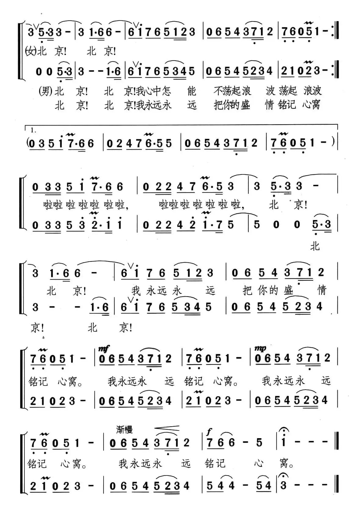 飞向北京（男女声二重唱）