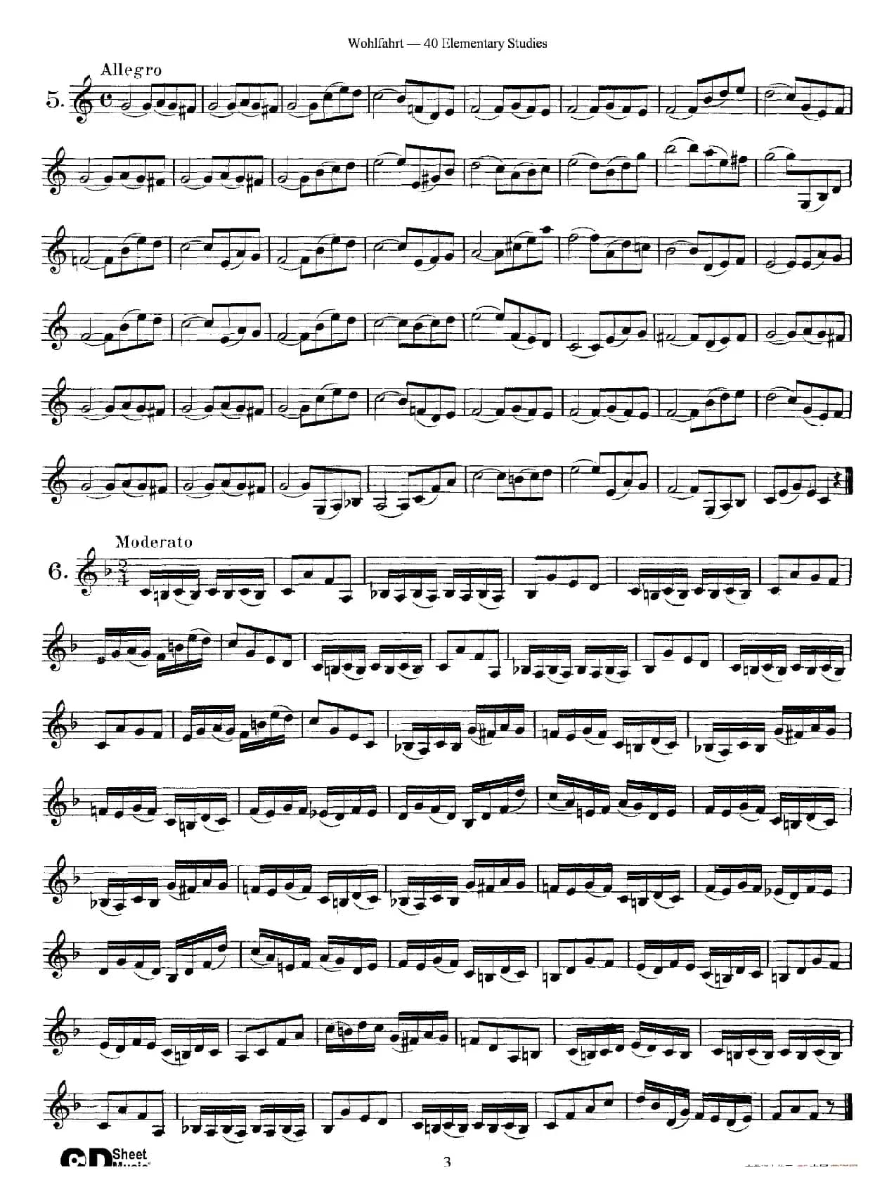 Wohlfahrt《40 Elementary Studies,Op. 54》(沃尔法特《40首小提琴练习曲》)