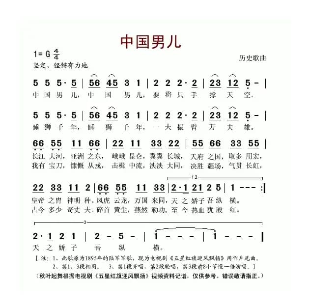中国男儿（电视剧《五星红旗迎风飘扬》片尾曲 ）