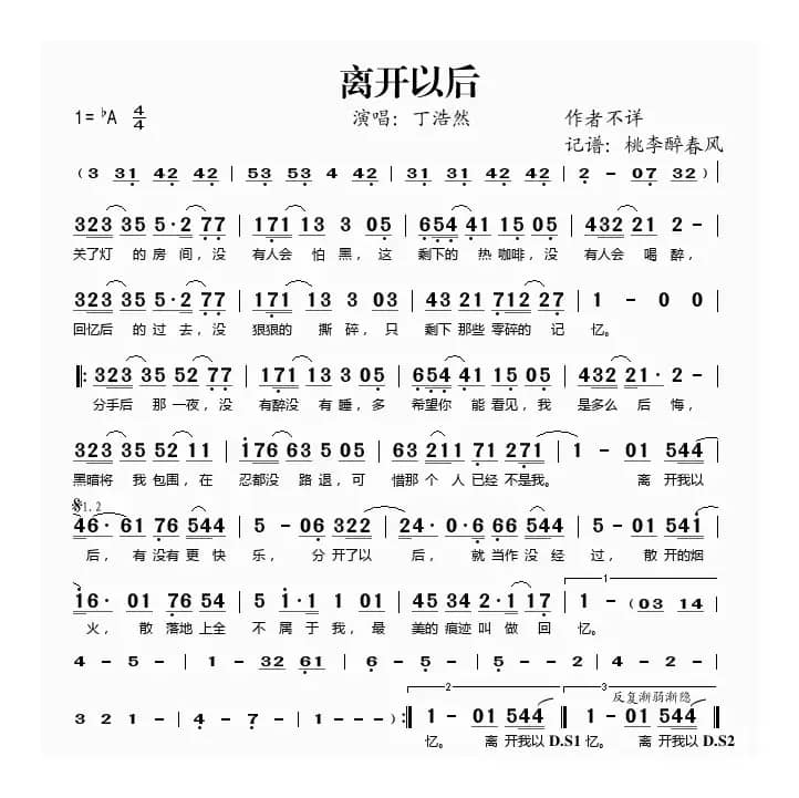 离开以后（丁浩然演唱版）