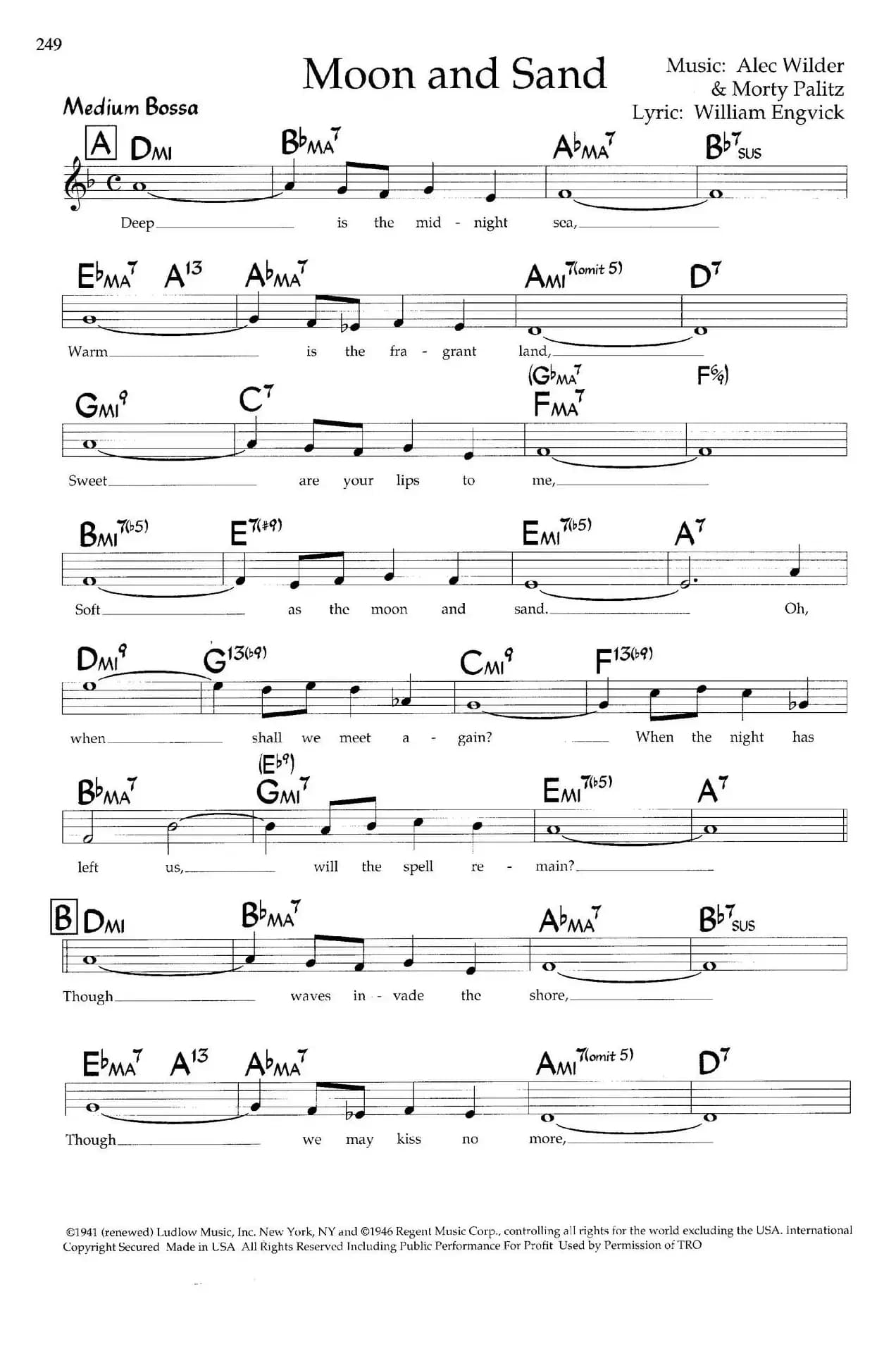 Moon and Sand（带和弦五线谱）