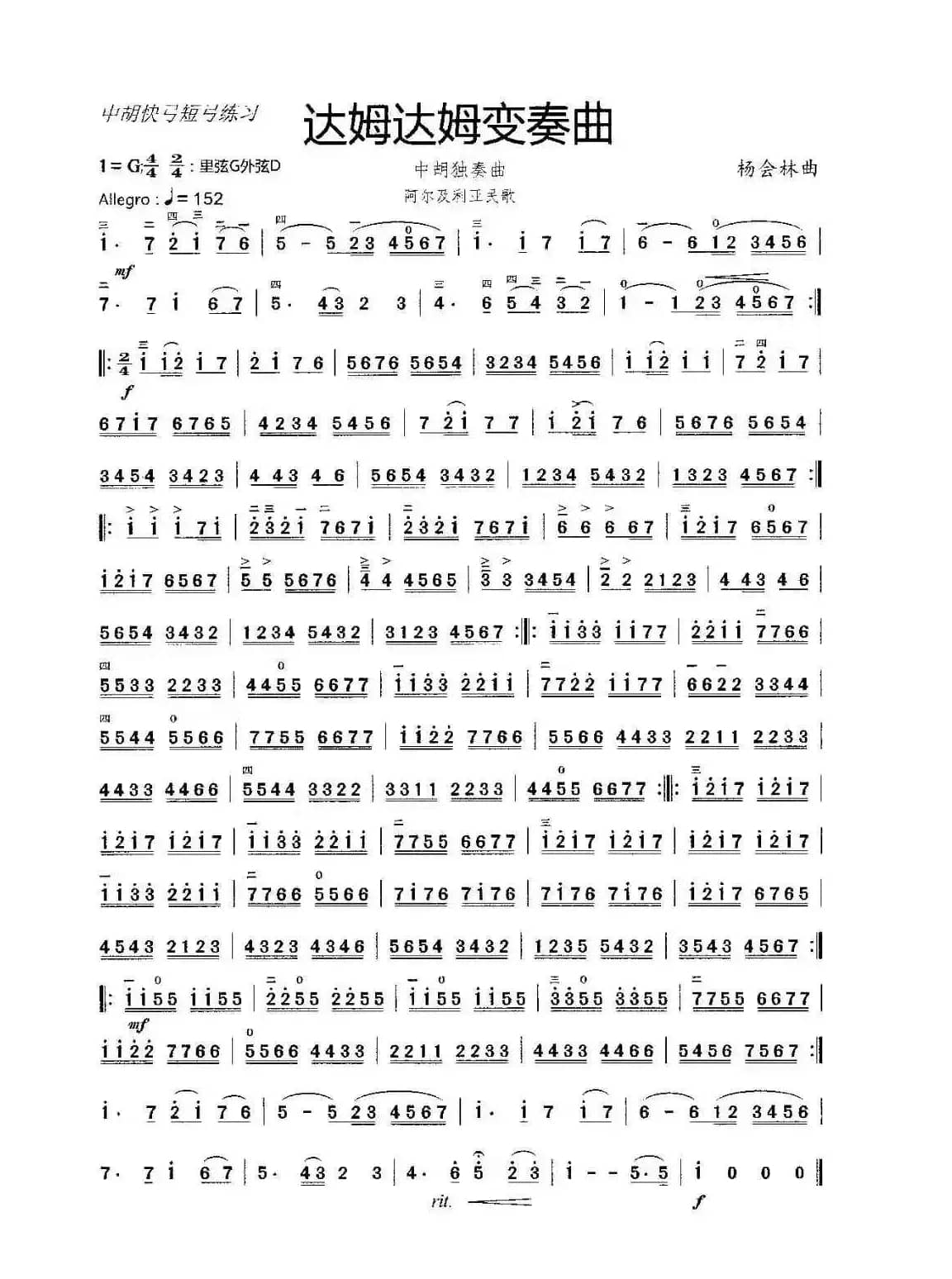 达姆达姆变奏曲（中音二胡独奏曲）