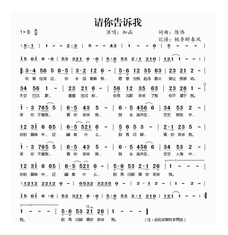 请你告诉我（陈伟 词曲）