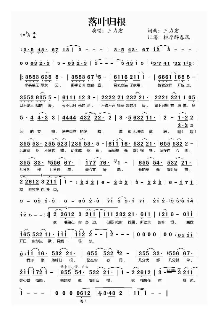 落叶归根(王力宏演唱)