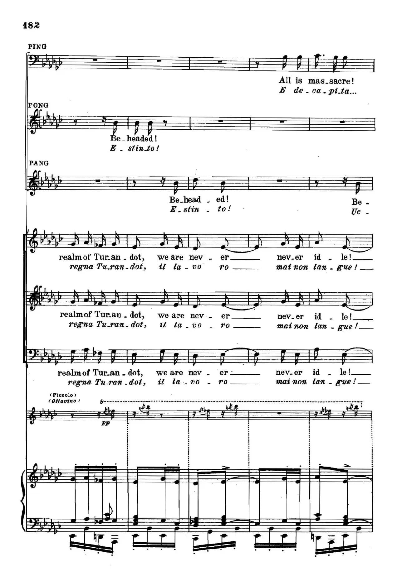 《图兰朵公主》三幕五场歌剧（英意双语）全谱（钢琴伴奏谱 P167——194）