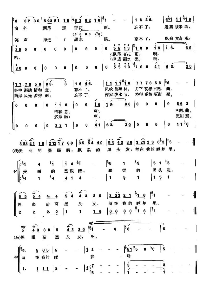 美丽的黑眼睛，飘柔的黑头发（独唱+伴唱）