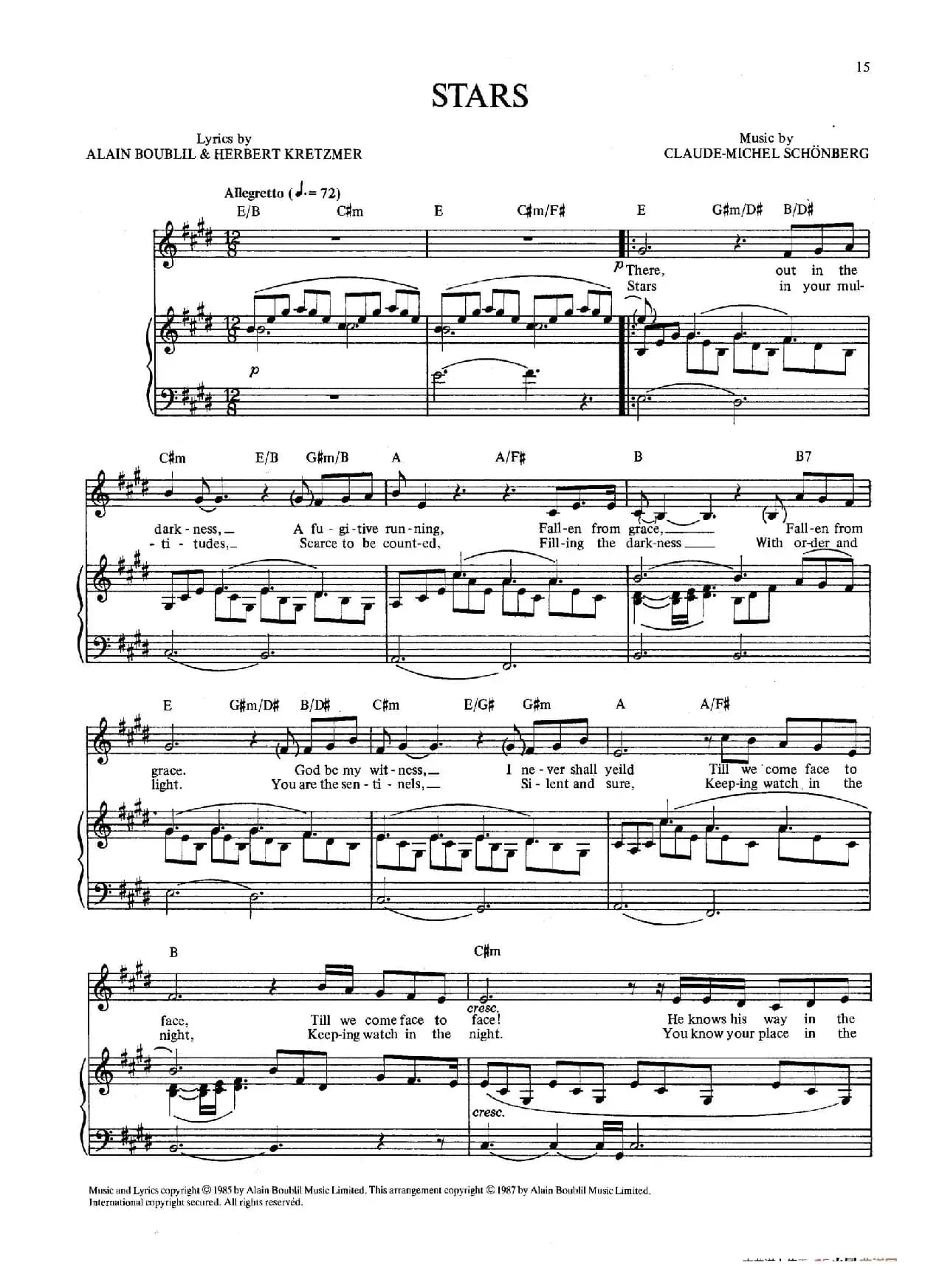 Stars (音乐剧《悲惨世界》(Les Miserables)选曲、正谱 )