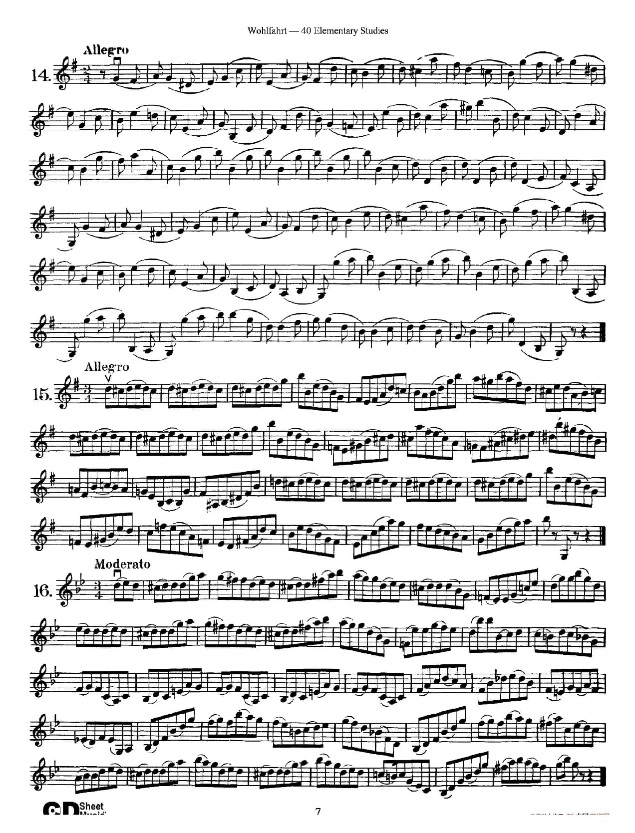 Wohlfahrt《40 Elementary Studies,Op. 54》(沃尔法特《40首小提琴练习曲》)