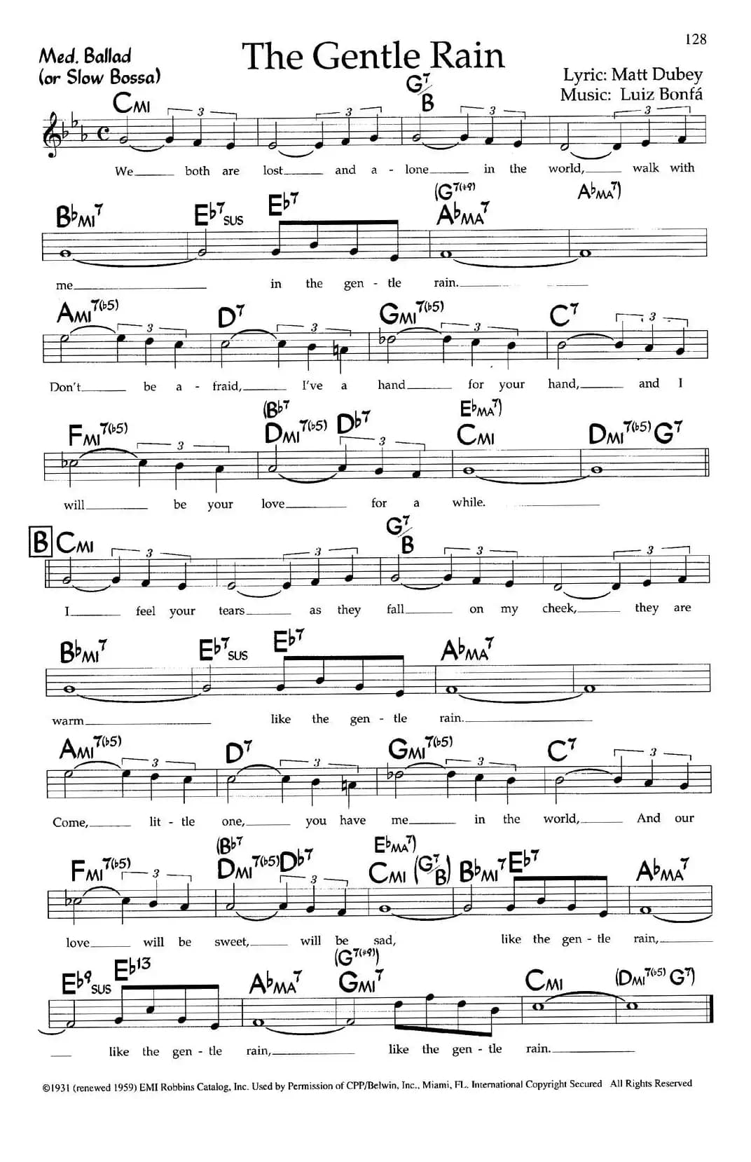 The Gentle Rain（带和弦五线谱）