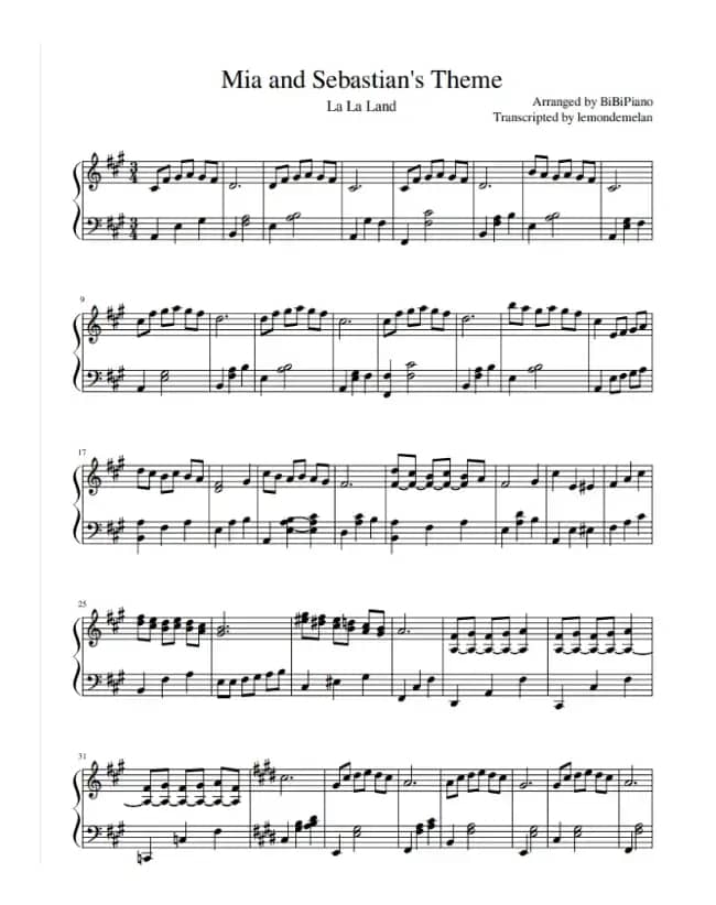 Mia and Sebastian's Theme【《爱乐之城（La La Land）》插曲】（BiBiPiano钢琴版）