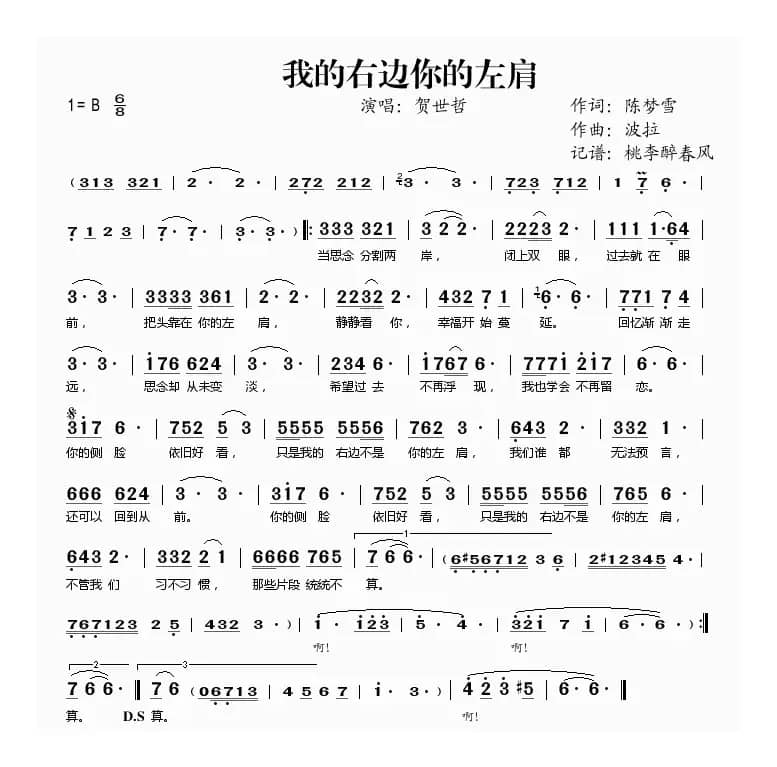 我的右边你的左肩