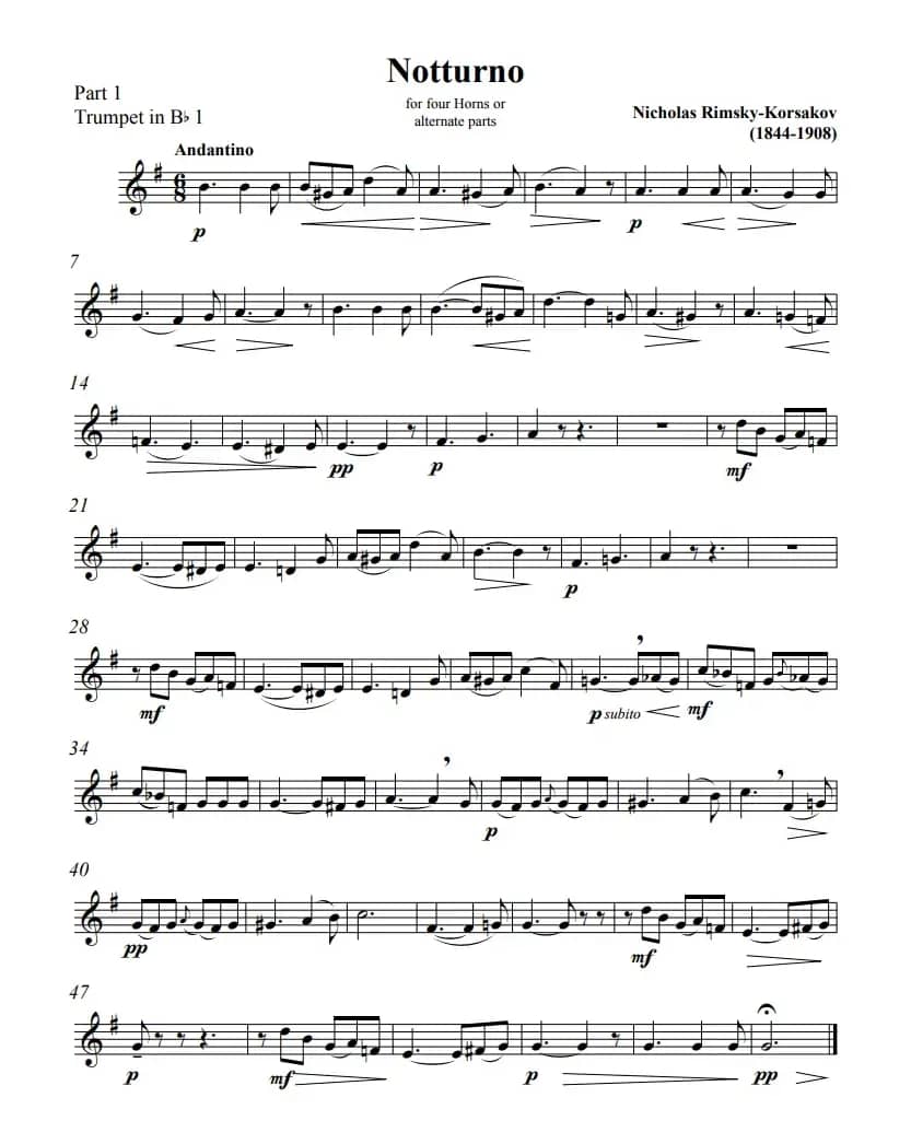 里姆斯基-夜曲（铜管四重奏）