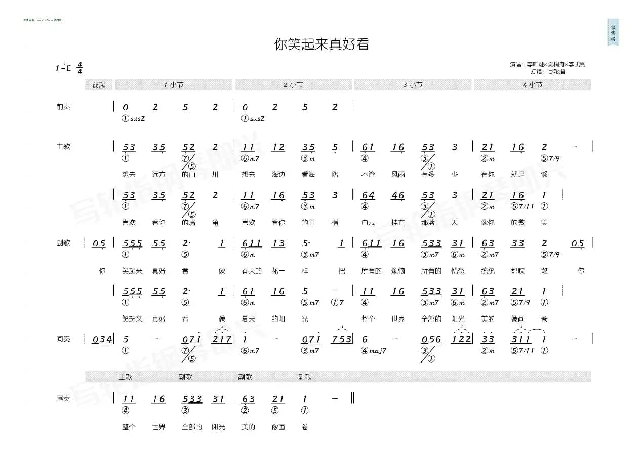 你笑起来真好看（和声版）