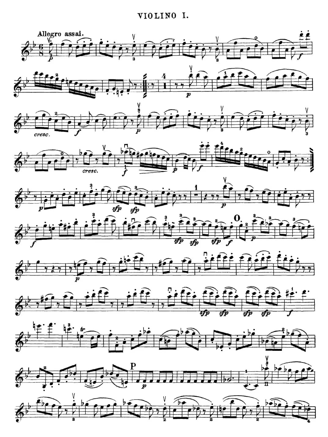 Mozart《Quartet No.22 in Bb Major，K.589》（Violin 1分谱）