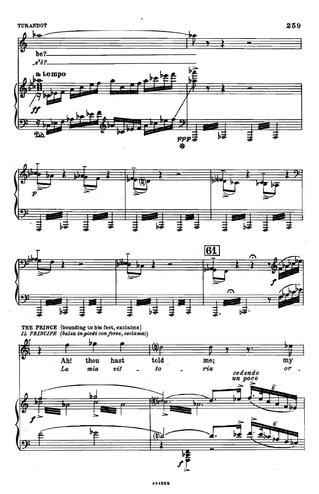 《图兰朵公主》三幕五场歌剧（英意双语）全谱（钢琴伴奏谱 P264——282）