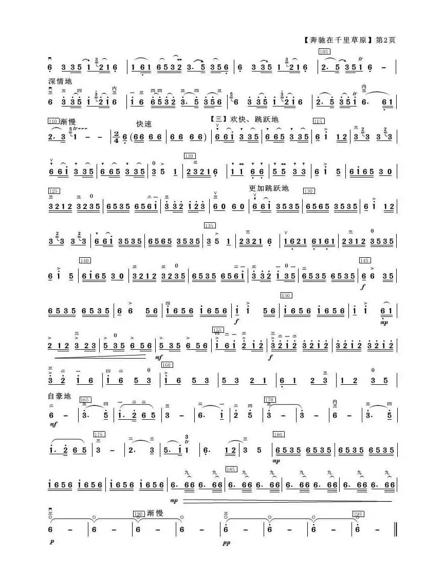 奔驰在千里草原（民乐合奏）（简易总谱）