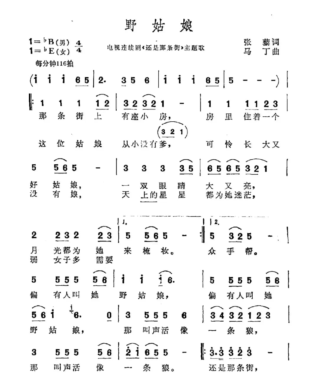 野姑娘（电视剧《还是那条街》主题曲）