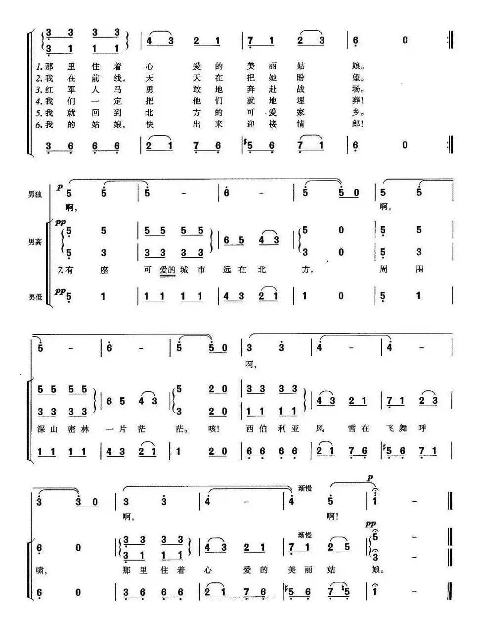 有座可爱的城市在北方（男声合唱 [前苏联]）
