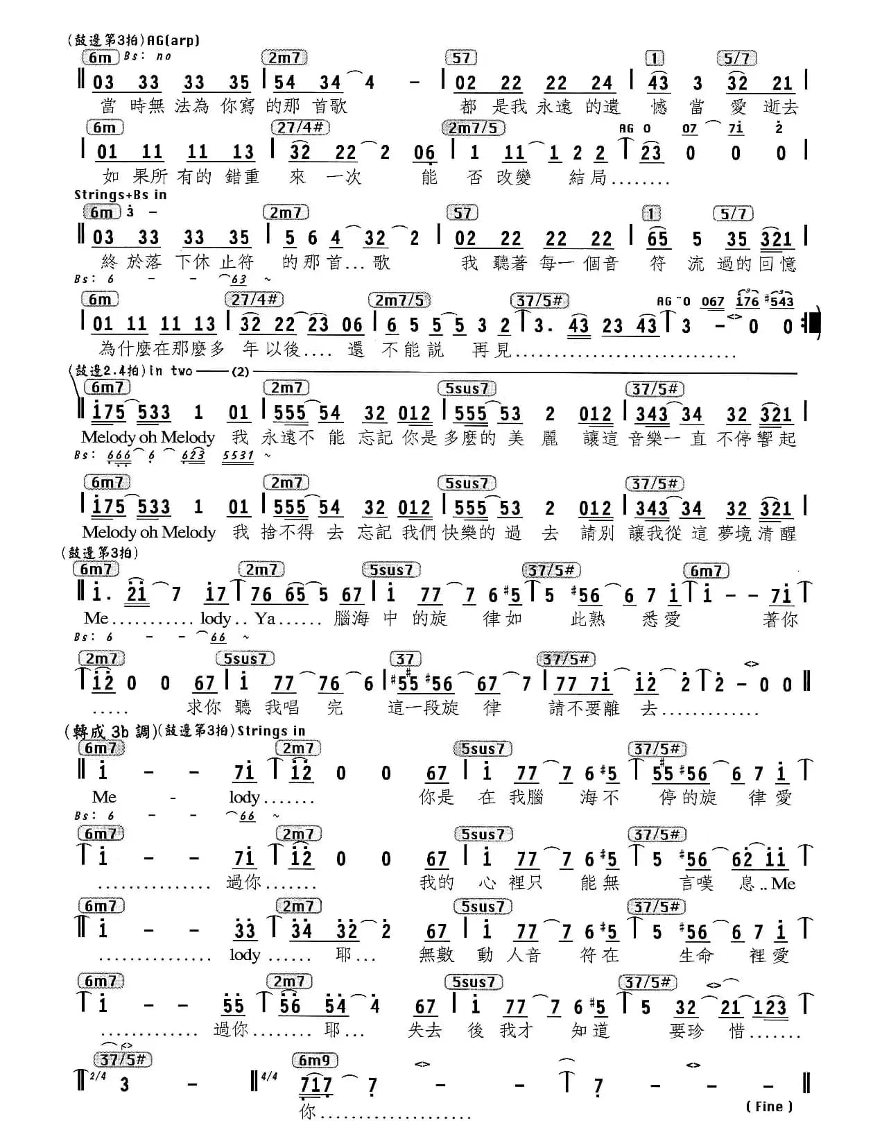 Melody(编配乐谱)