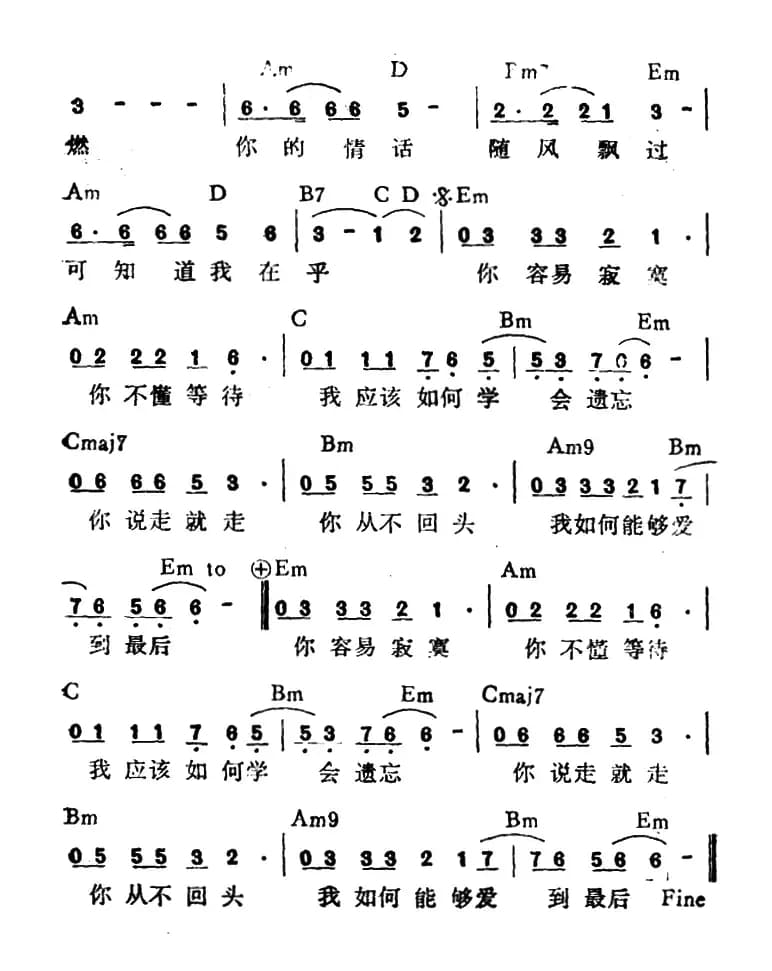爱到最后(陈大力词 陈大力、陈秀男曲)