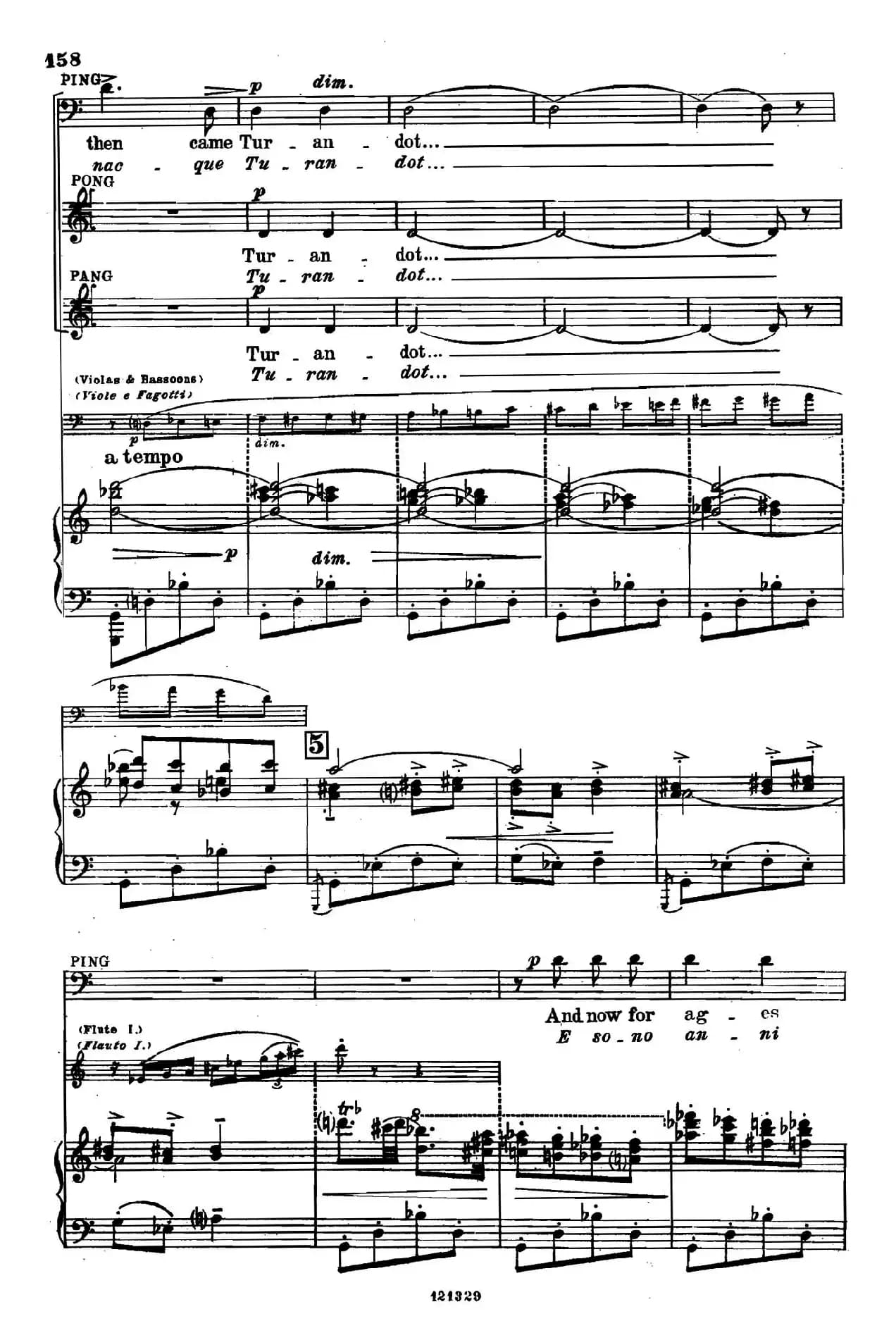 《图兰朵公主》三幕五场歌剧（英意双语）全谱（钢琴伴奏谱 P152——166）