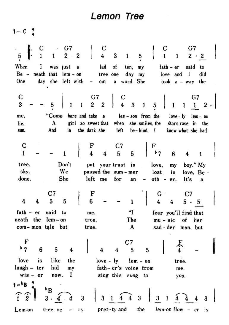 [美]Lemon Tree（柠檬树、带和弦）