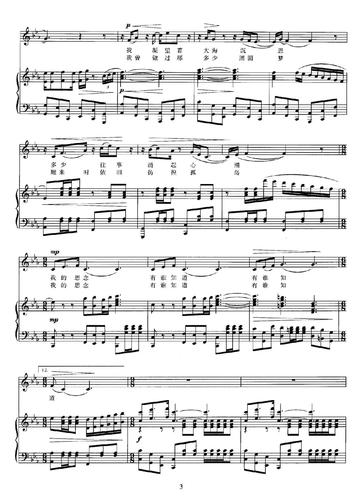 我的思念有谁知道（正谱）