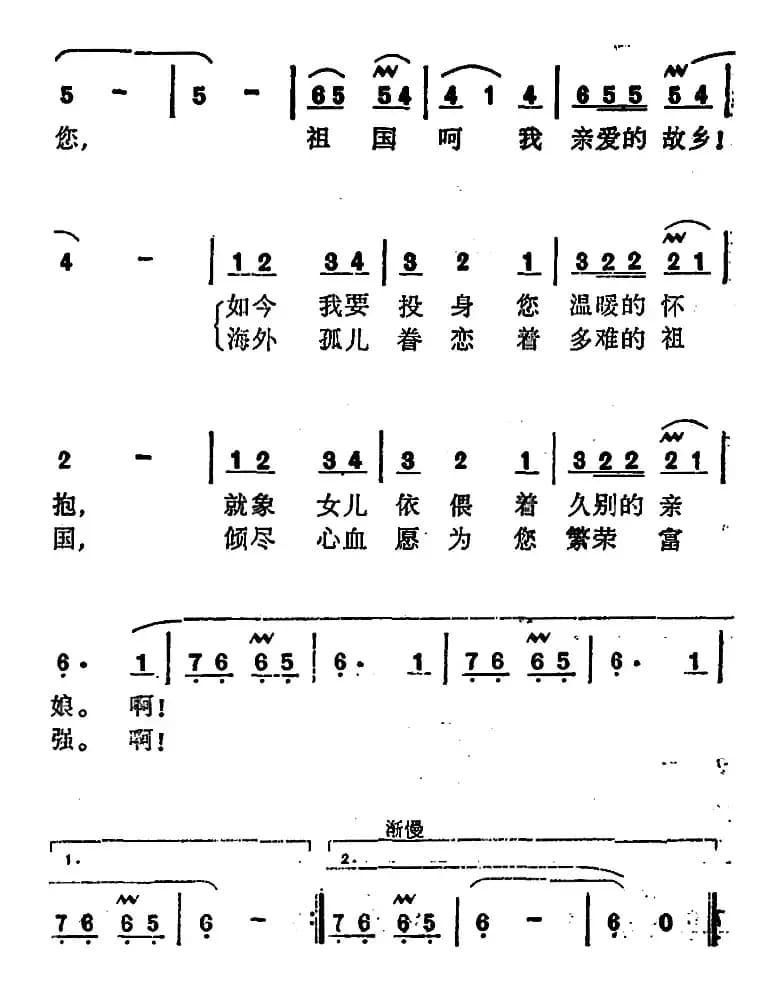祖国呵，我父母之邦（故事片《第二次握手》插曲）