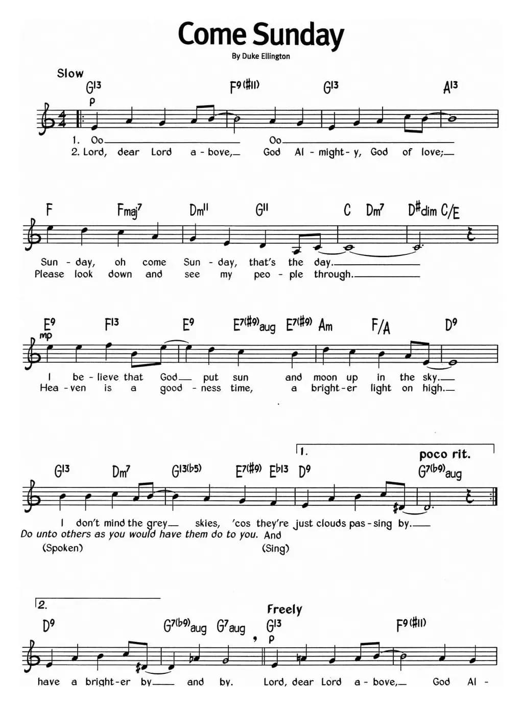 蓝调音乐：Come Sunday