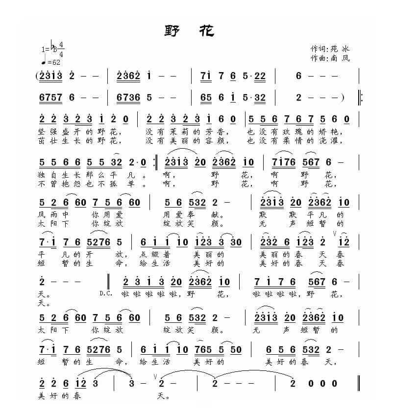 野花（苑冰词 南风曲）