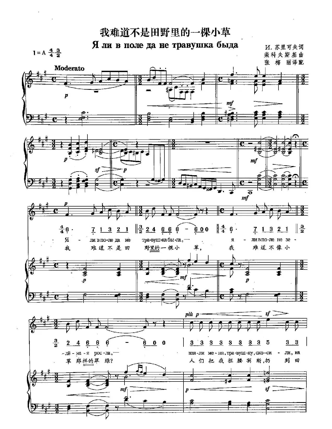 [俄]3我难道不是田野里的一棵小草（正谱）