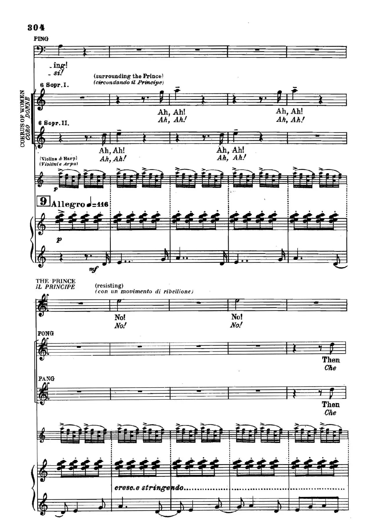 《图兰朵公主》三幕五场歌剧（英意双语）全谱（钢琴伴奏谱 P312——334）