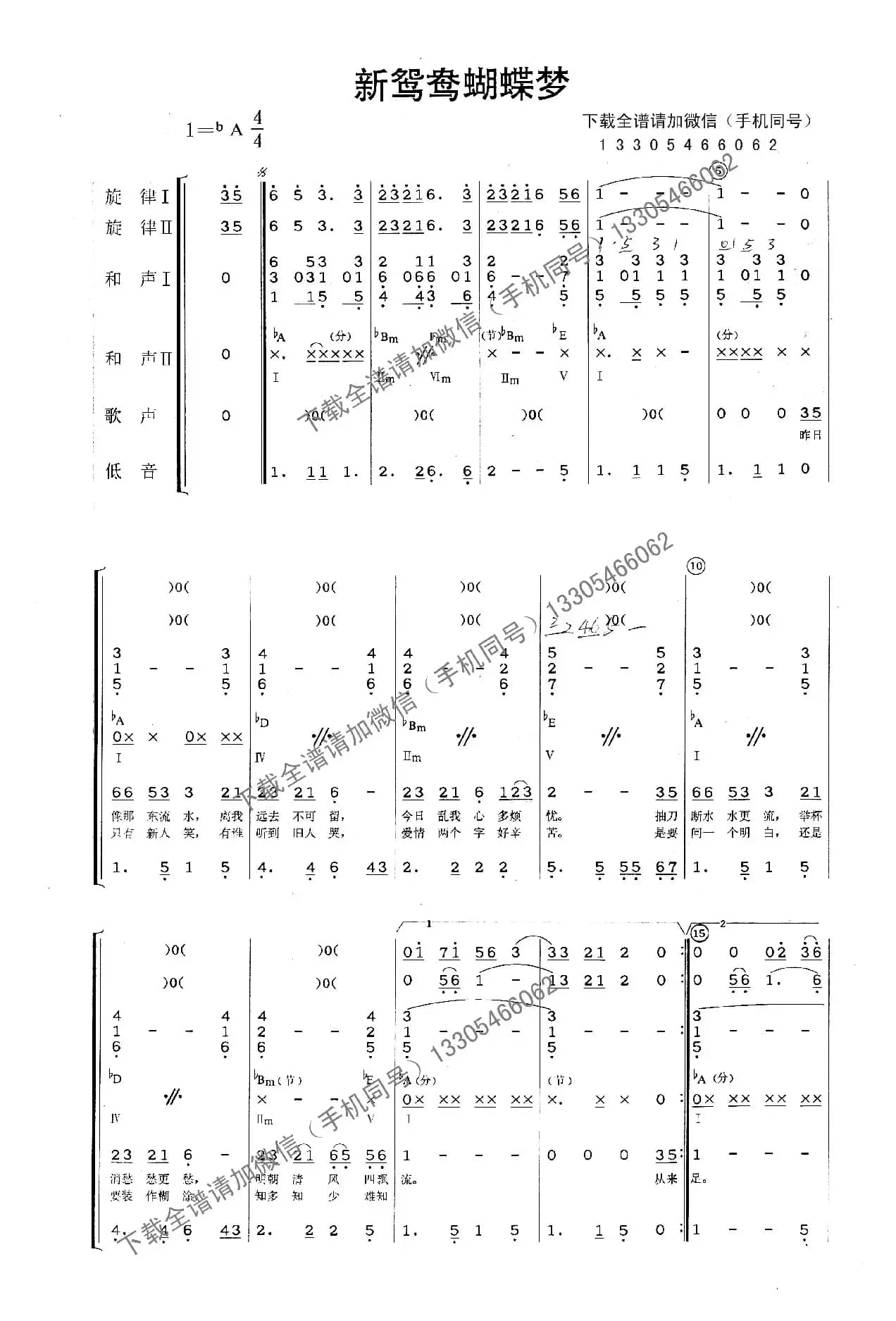 新鸳鸯蝴蝶梦（乐队总谱）