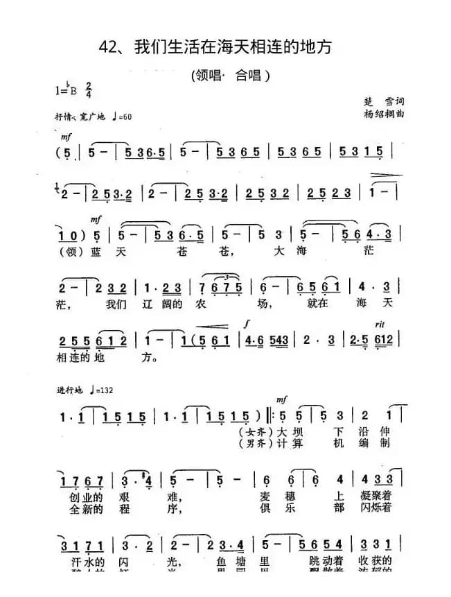 我们生活在海天相连的地方（电视片《腾飞吧，农场》主题歌）