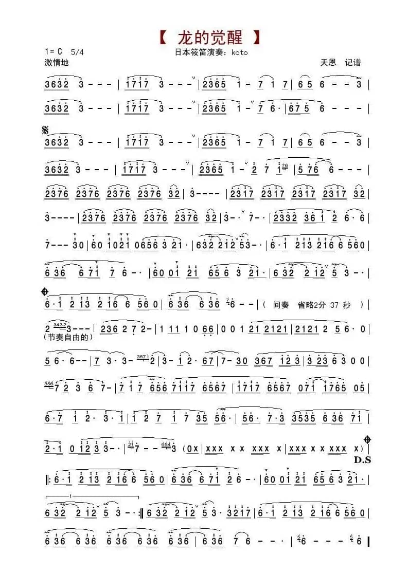龙的觉醒（koto的筱笛独奏）