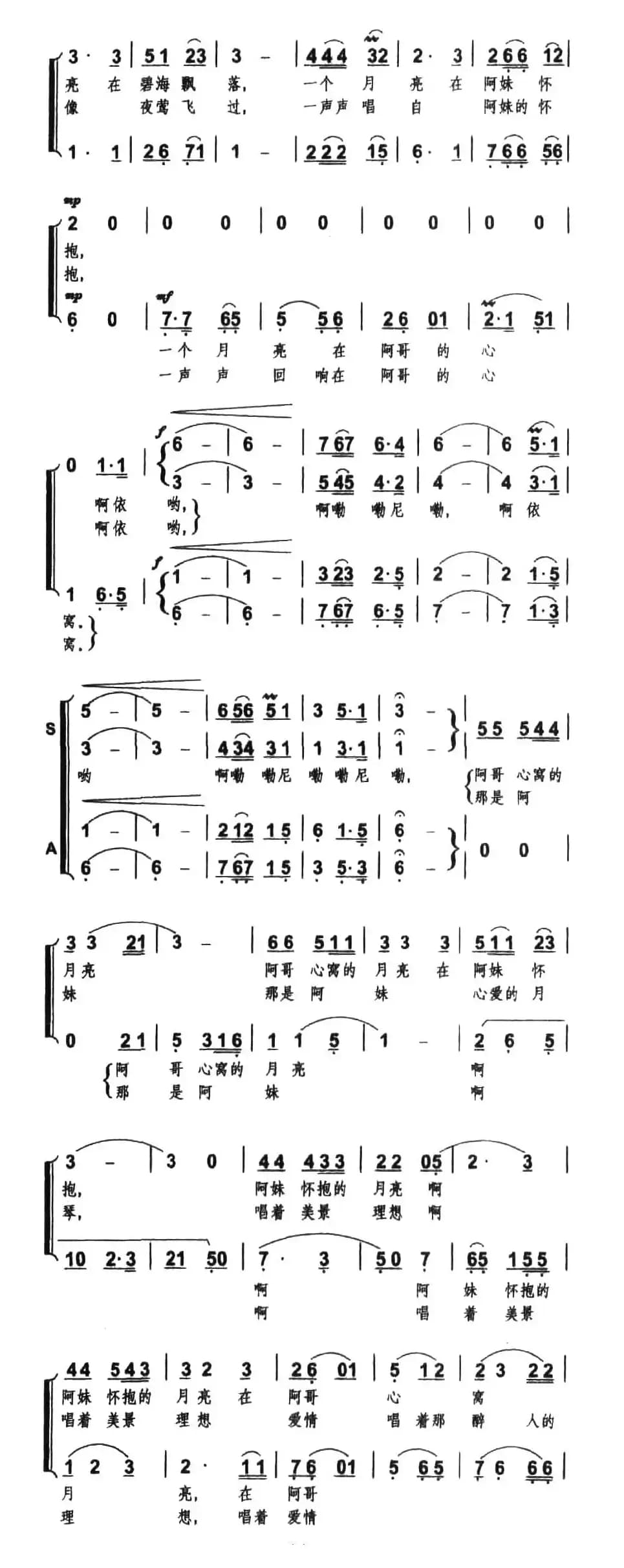凉山的月亮（马向东词 杨明曲、无伴奏女声合唱）