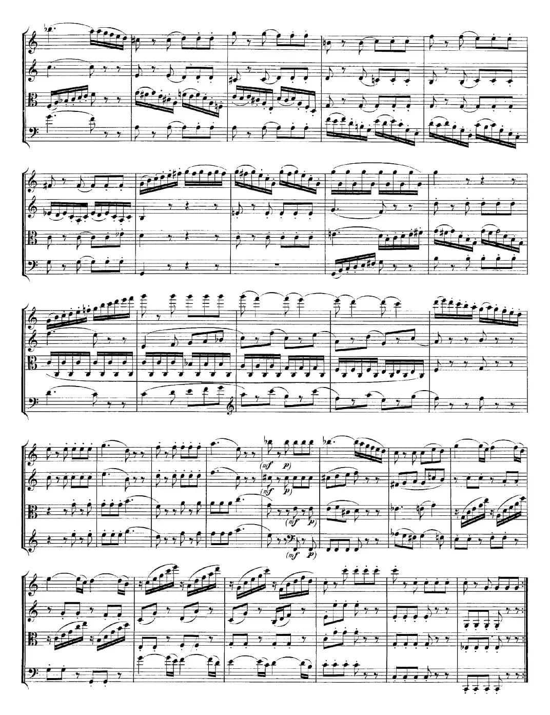 Mozart《Quartet No.23 in F Major，K.590》（总谱）