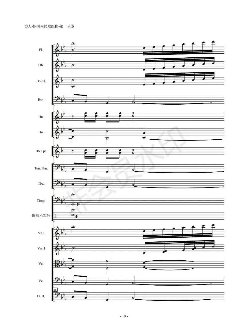 河南民歌组曲（第一乐章。共四个乐章）