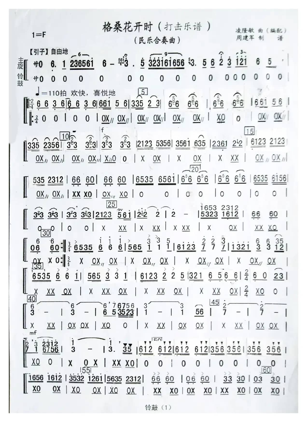 格桑花开时（民乐合奏曲分谱）