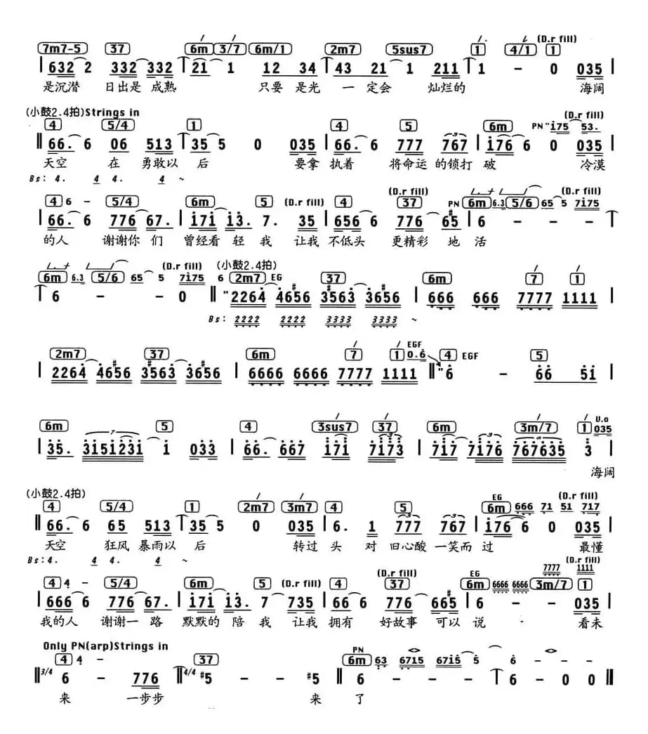 海阔天空（电视剧《死了都要爱—信乐团的故事》片头曲、编配乐谱）