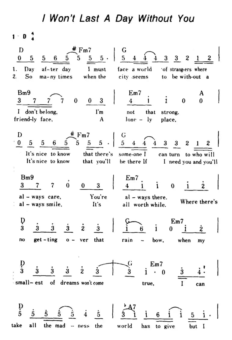 [美]I Won't Last A Day Without You（我一天都不能离开你）