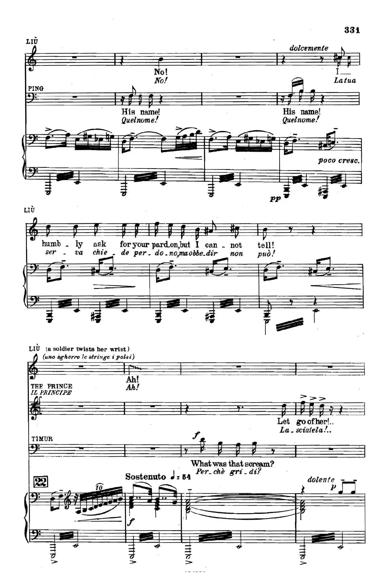 《图兰朵公主》三幕五场歌剧（英意双语）全谱（钢琴伴奏谱 P335——354）