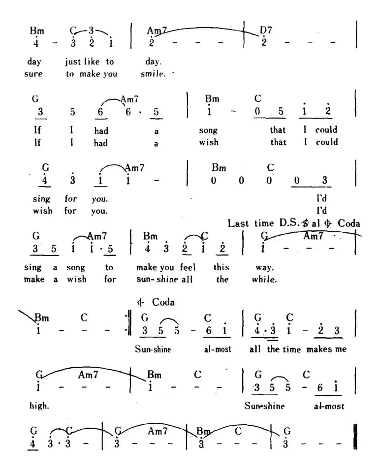 [美]Sunshine On My Shoulders（太阳照在我肩上、带和弦）