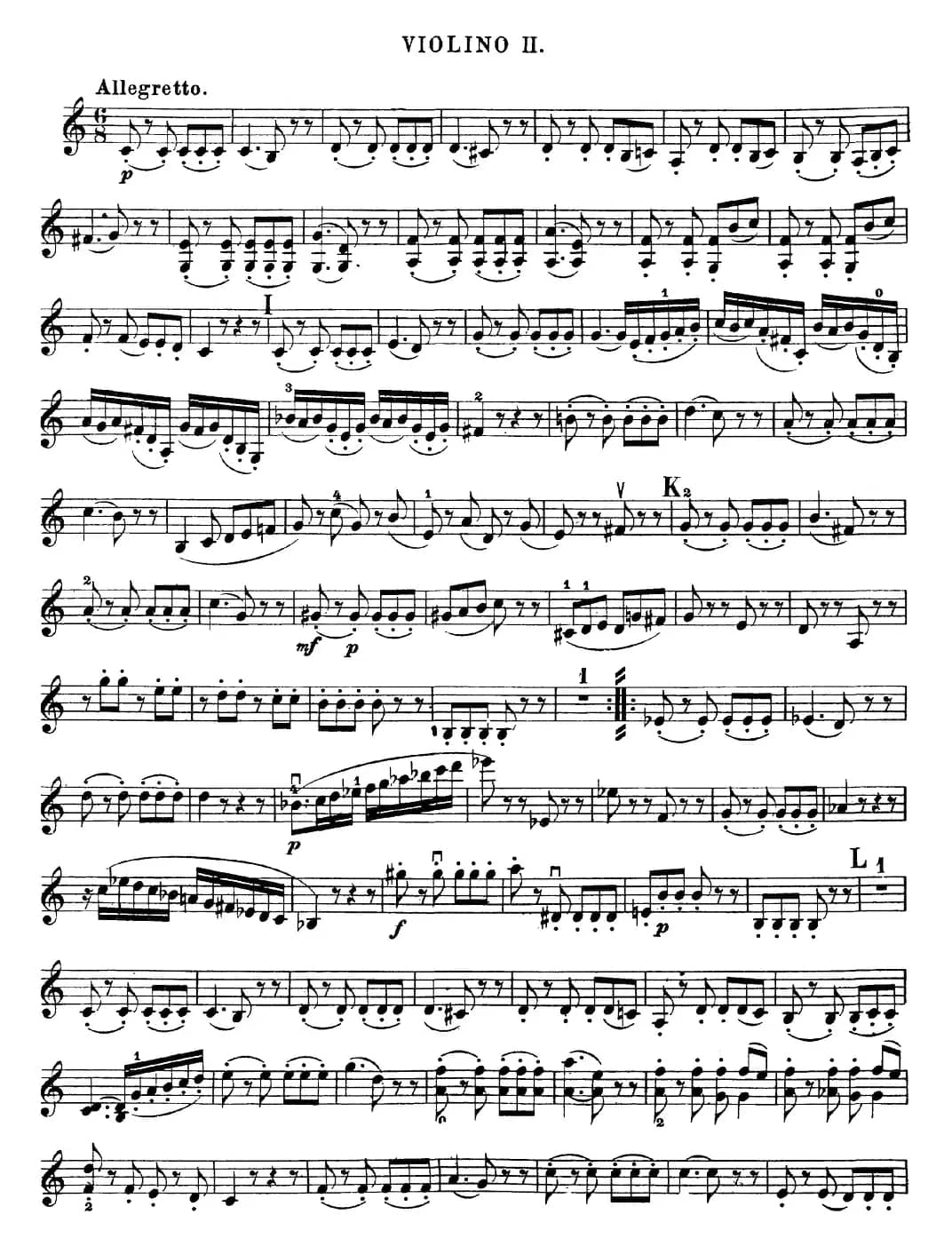Mozart《Quartet No.23 in F Major,K.590》(Violin 2分谱)