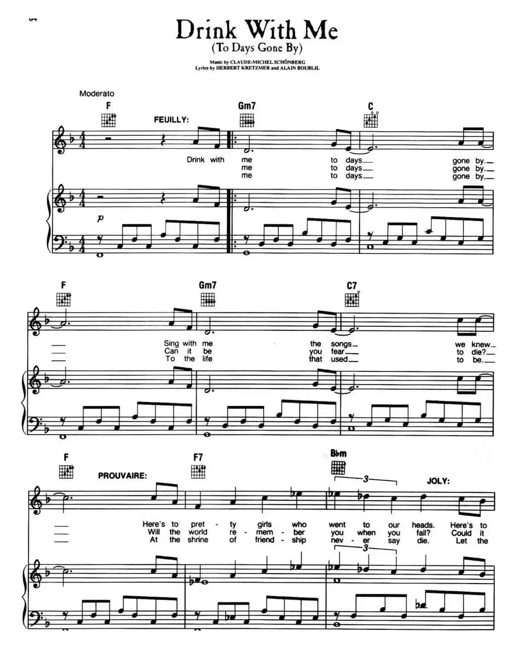 Drink With Me(To Days Gone By)(音乐剧《悲惨世界》(Les Miserables)选曲、正谱 )