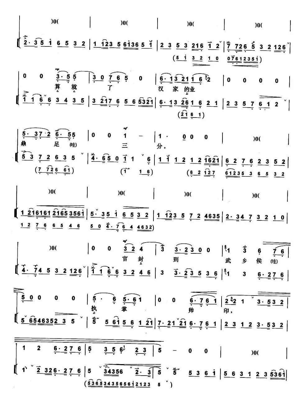 我本是卧龙岗上散淡的人（《空城计》诸葛亮唱段、带伴奏谱）