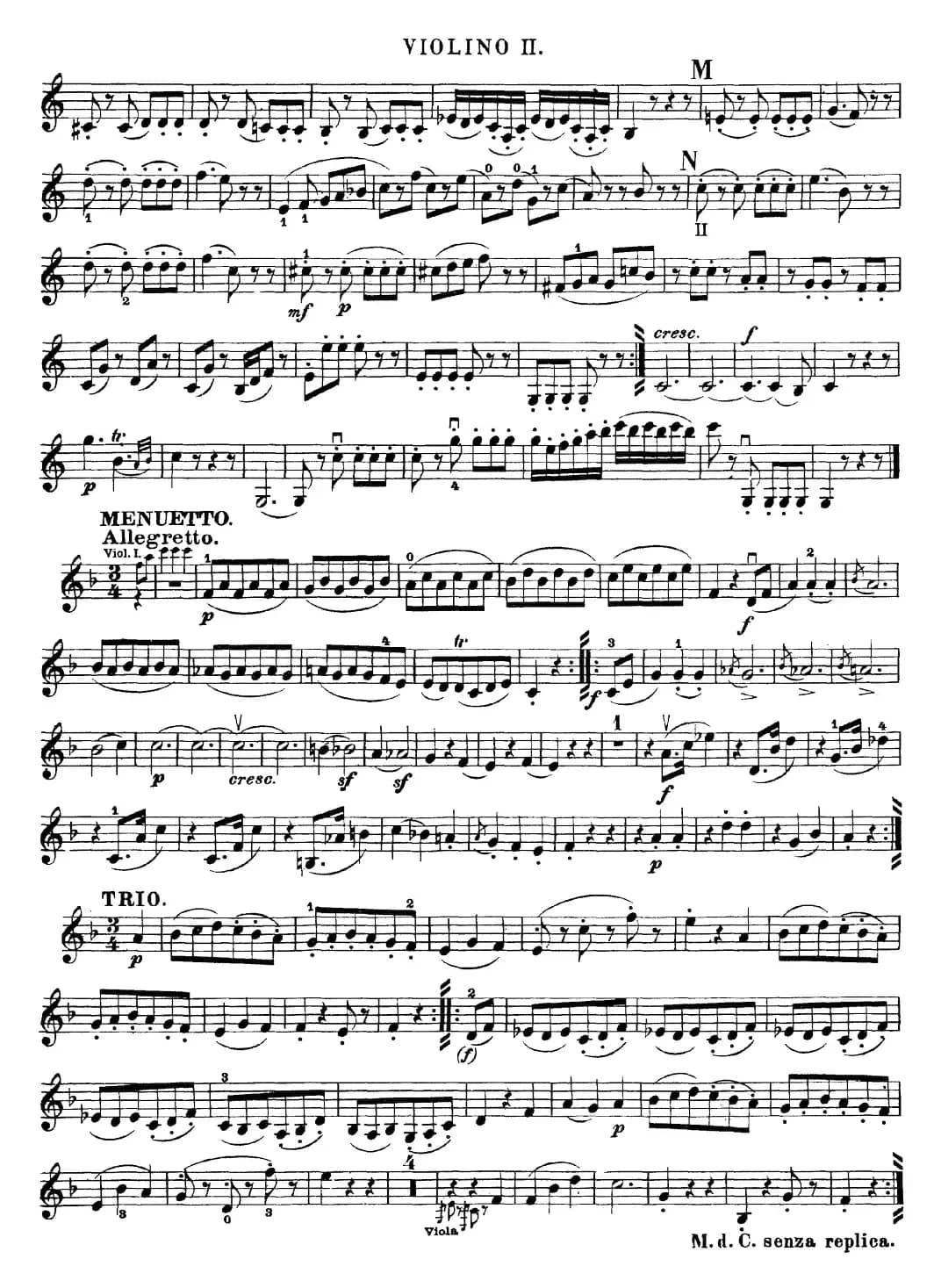 Mozart《Quartet No.23 in F Major,K.590》(Violin 2分谱)