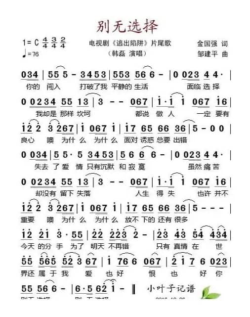 别无选择（电视剧《逃出陷井》片尾歌）