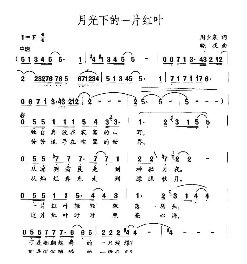 月光下的一片红叶